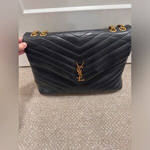 YSL LARGE LOULOU BAG- black and gold chain